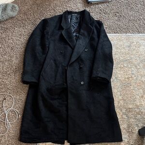 Cashmere Alpaca Vintage Black Trench Coat made in Italy tailored by Rochester 48
